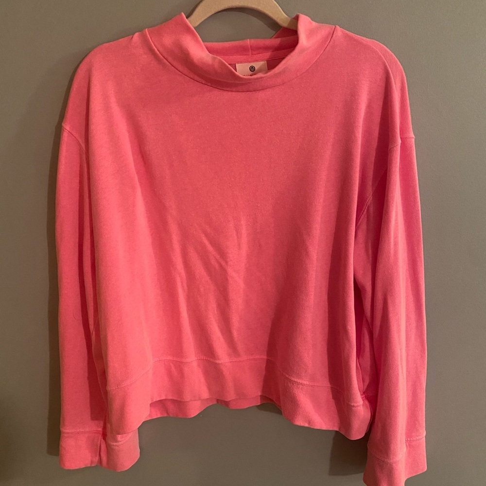 Sundry Hot Pink Mock Neck Sweatshirt - Picture 2 of 4